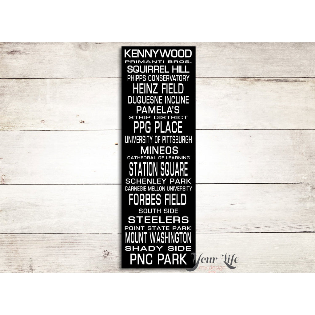 Pittsburgh Subway Art - Bus Scroll - Pittsburgh Art, Pittsburgh City Print, Canvas Gallery Wrap - 12x36