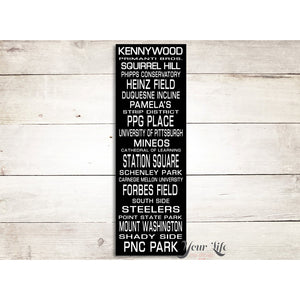 Pittsburgh Subway Art - Bus Scroll - Pittsburgh Art, Pittsburgh City Print, Canvas Gallery Wrap - 12x36