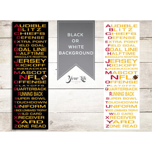 Kansas City Chiefs Sports Decor, Alphabet Football Art, Kids room, Nursery Art, Man Cave Room Decor or Choose Your Own Football Colors