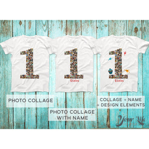 First Birthday Outfit, One Year Shirt, 1st Birthday Outfit, Family Reunion shirts, Birthday Shirt, White T-shirt with Photo Collage