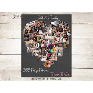 Mr. & Mrs. First Anniversary Gift Photo Collage with Glitter