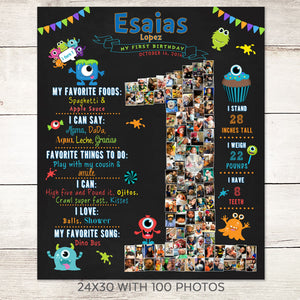 Monsters - 1st Birthday Photo Collage