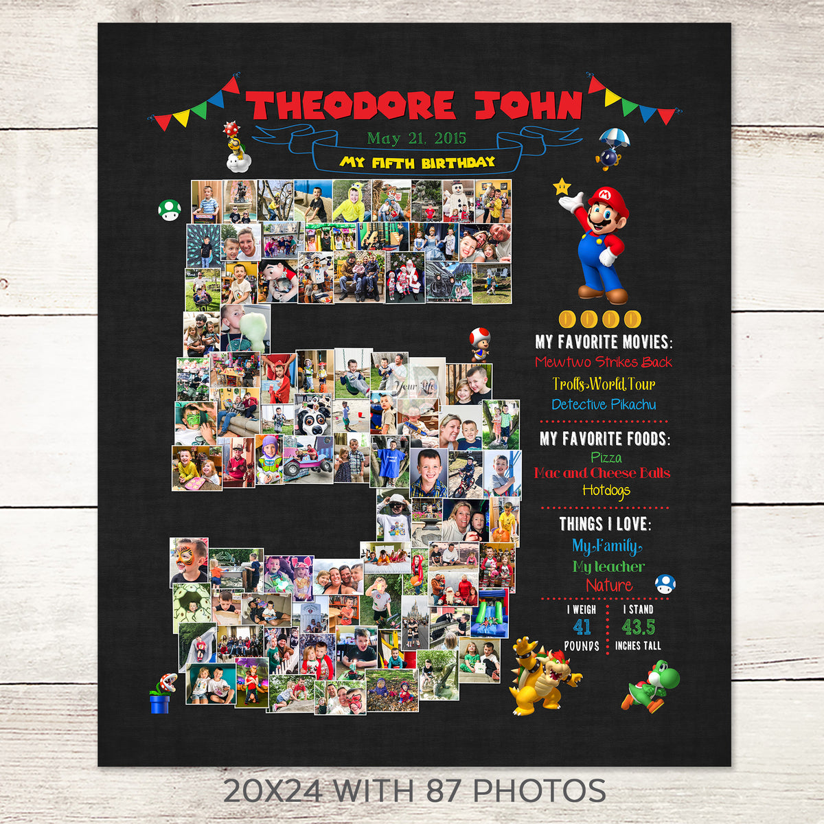 Super Mario 5th Birthday Photo Collage