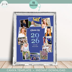 Graduation-themed collage template with 'Class of 2026' design on a blue background