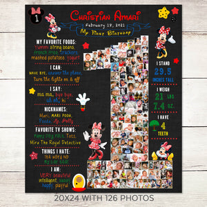 Minnie Mouse 1st Birthday Photo Collage