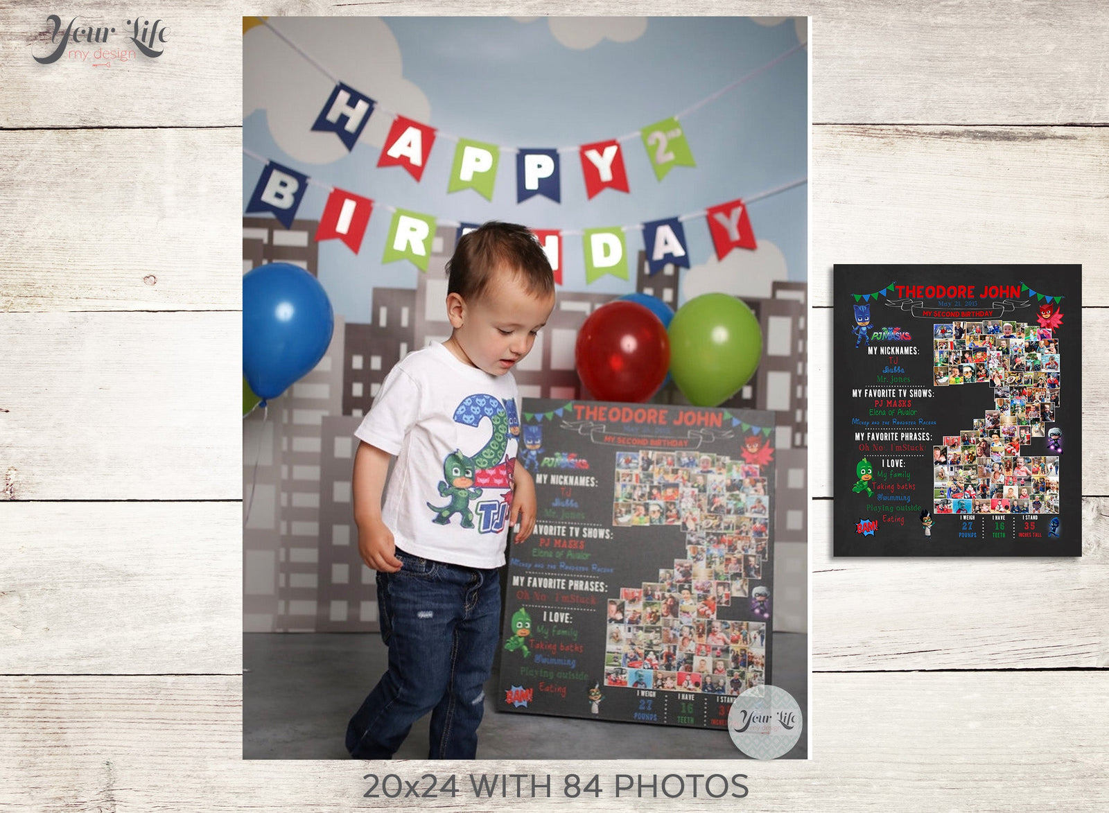 2nd Birthday Photo Collage - PJ Masks Party | Photo Canvas Prints