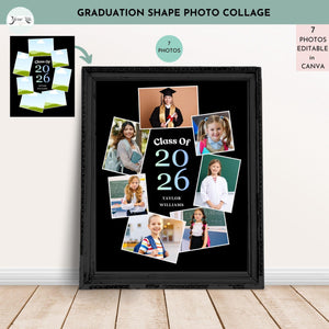 Class of 2026 Senior Tribute Memory Board | 7-Photo Graduation Photo Collage Template