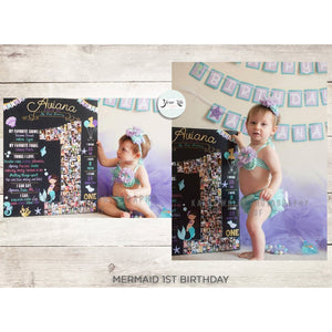 Mermaid - 1st Birthday Photo Collage