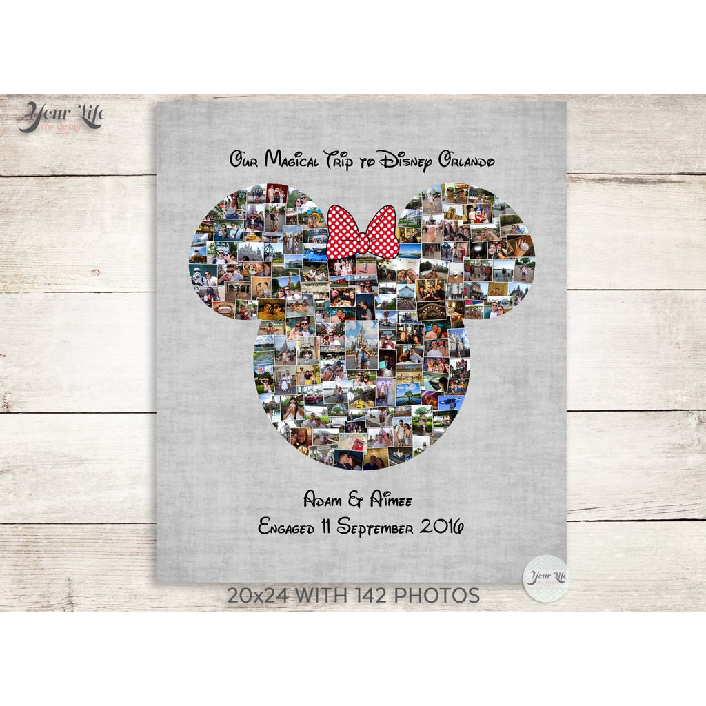 Minnie Mouse Photo Collage, Custom Minnie Head Shape ,Custom Photo Canvas Prints