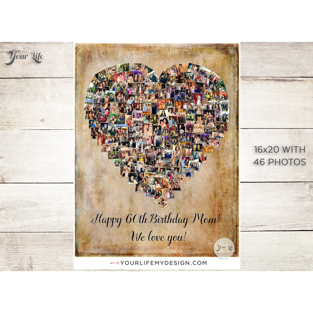 60th Birthday Heart Photo Collage