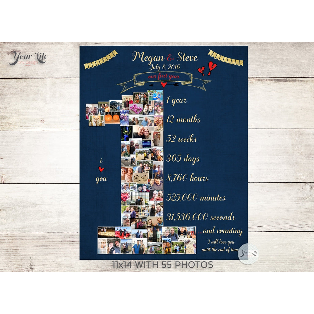 1st Anniversary, Number &#39;1&#39; with &#39;Banners&#39; Photo Collage