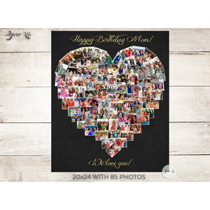 60th Birthday Heart Photo Collage