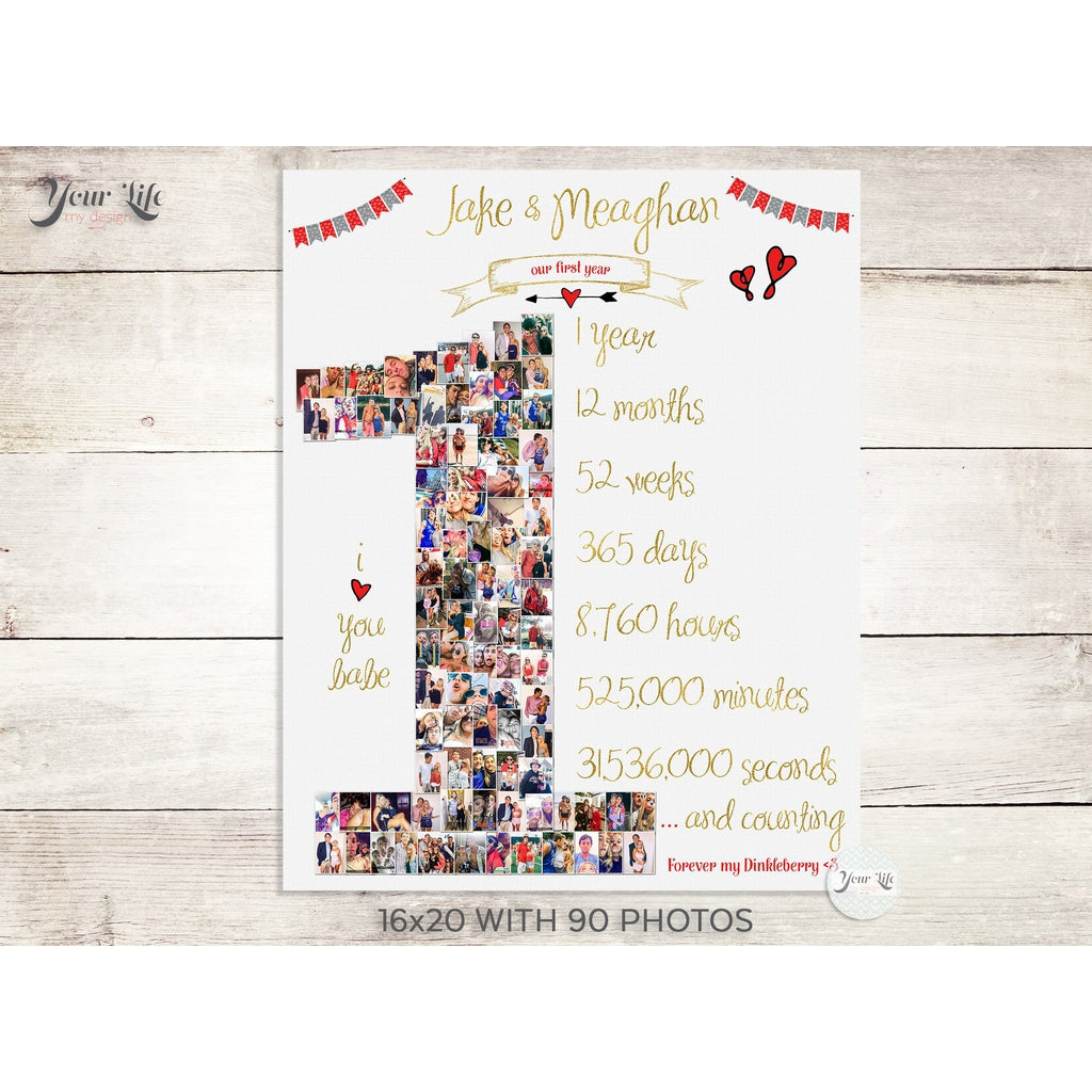 1st Anniversary, Number &#39;1&#39; with &#39;Banners&#39; Photo Collage