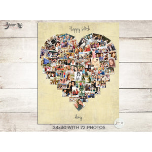 60th Birthday Heart Photo Collage