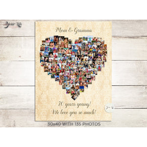 70th Birthday Heart Photo Collage