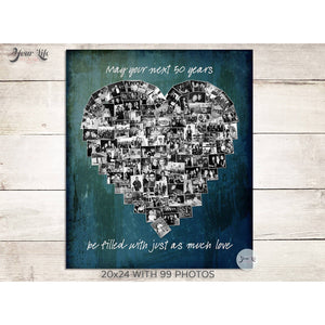 50th Birthday Heart Photo Collage