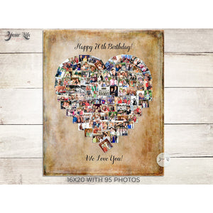 70th Birthday Heart Photo Collage