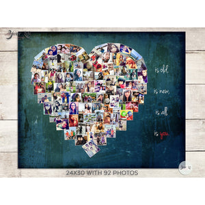 Beatles Quote, Heart Photo Collage