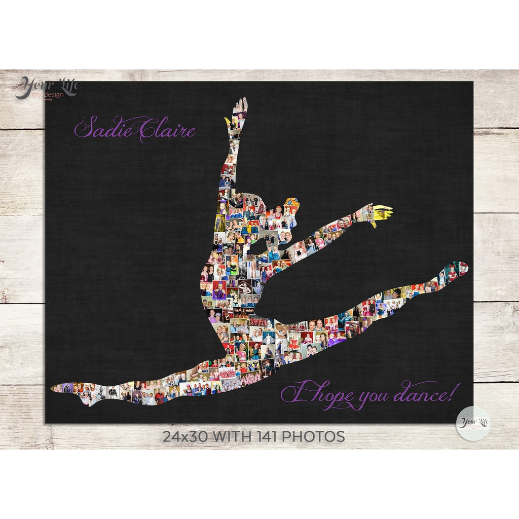 Dance Recital Photo Collage, Personalized Dancer Shape Photo Canvas Prints