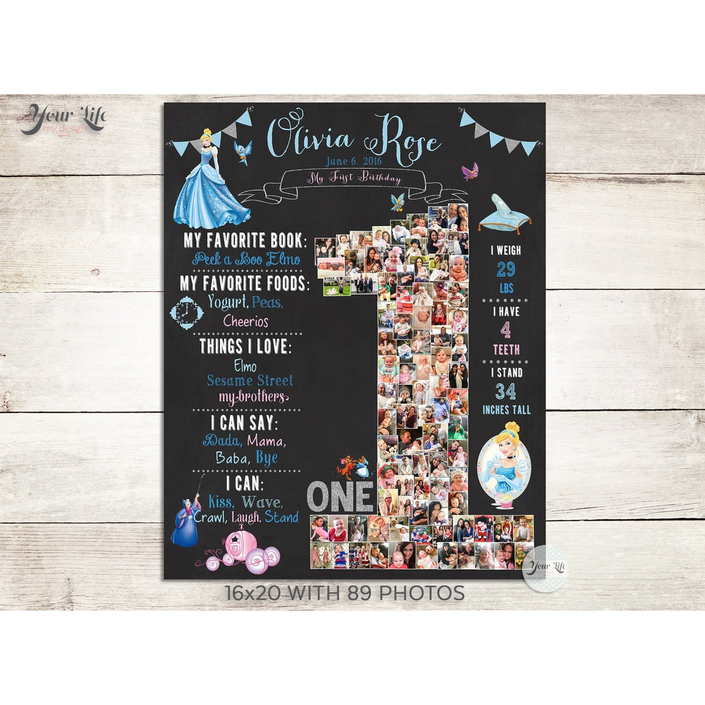 1st Birthday Photo Collage - Cinderella Party | Photo Canvas Prints