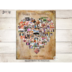 70th Birthday Heart Photo Collage