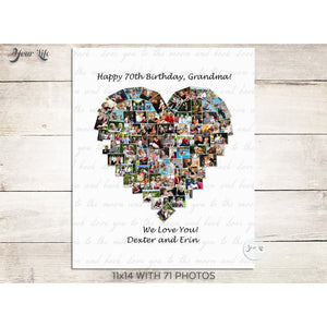 70th Birthday Heart Photo Collage