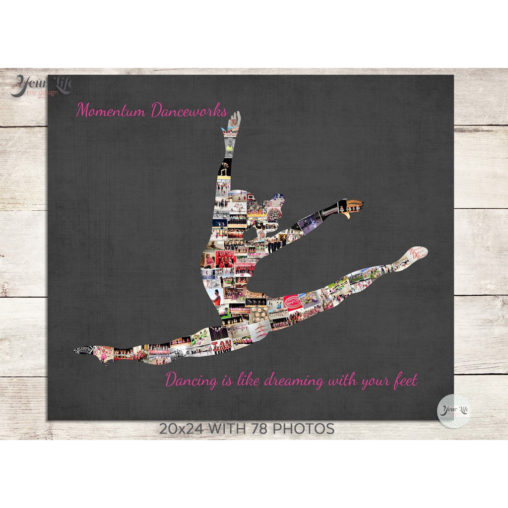 Dance Recital Photo Collage, Personalized Dancer Shape Photo Canvas Prints