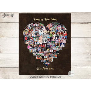 60th Birthday Heart Photo Collage