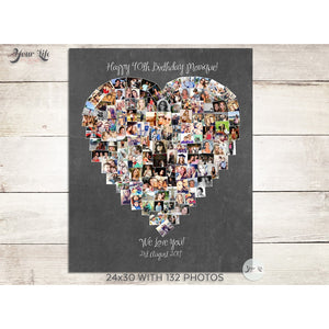 40th Birthday Heart Photo Collage