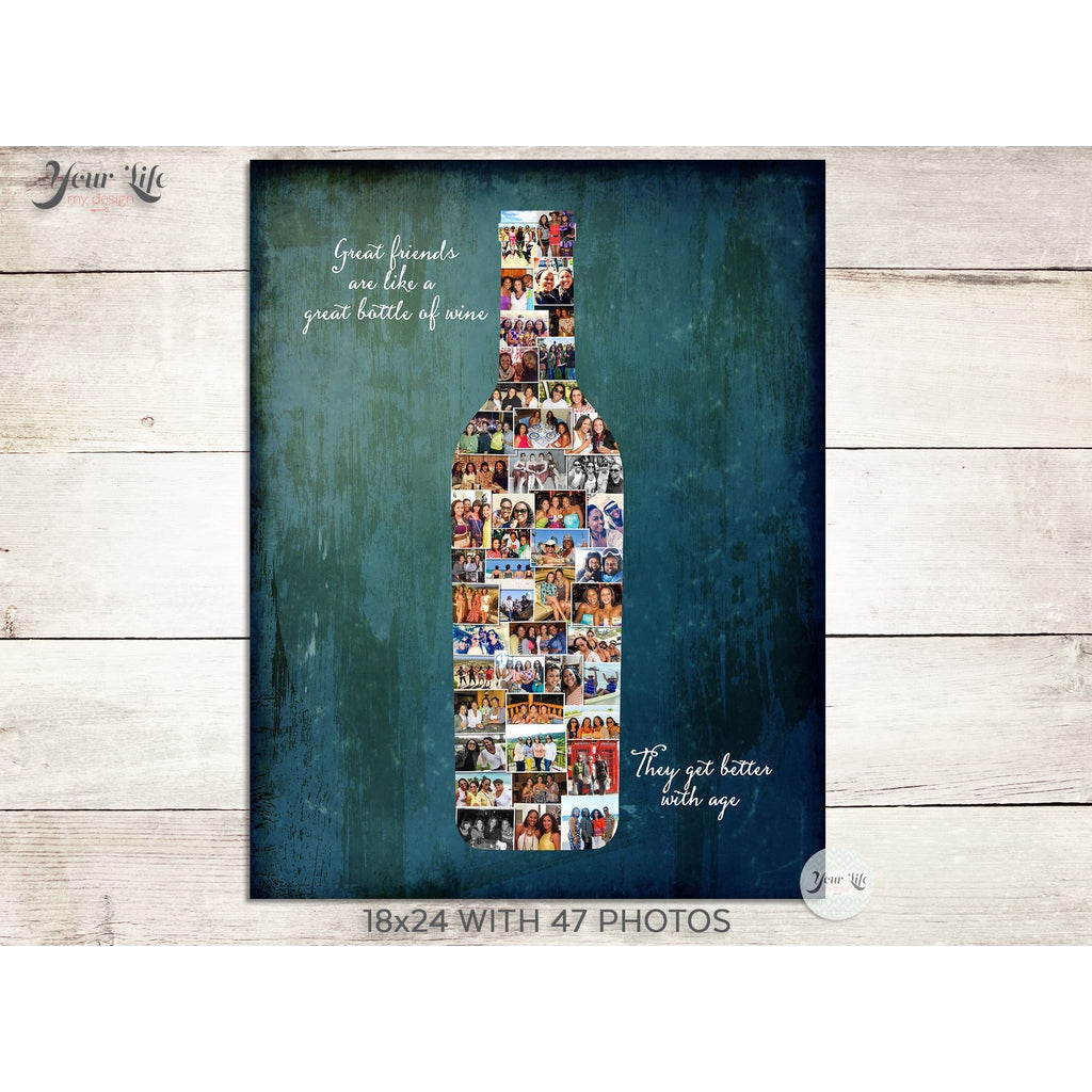 Wine Bottle Friends Photo Collage