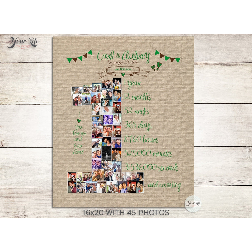 1st Anniversary, Number '1' with 'Banners' Photo Collage