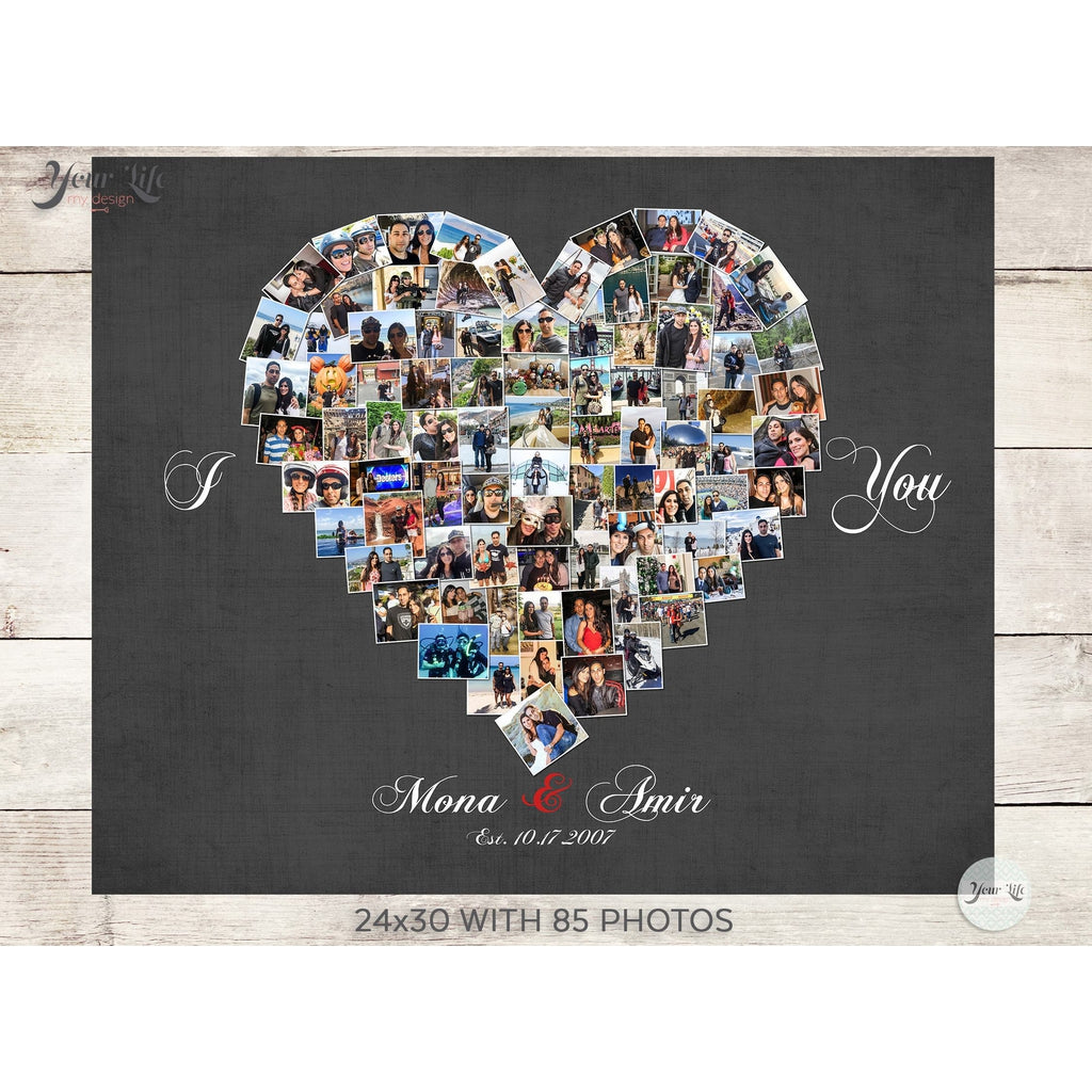 I Love You To The Moon & Back, Heart Shape, Custom Photo Canvas Prints