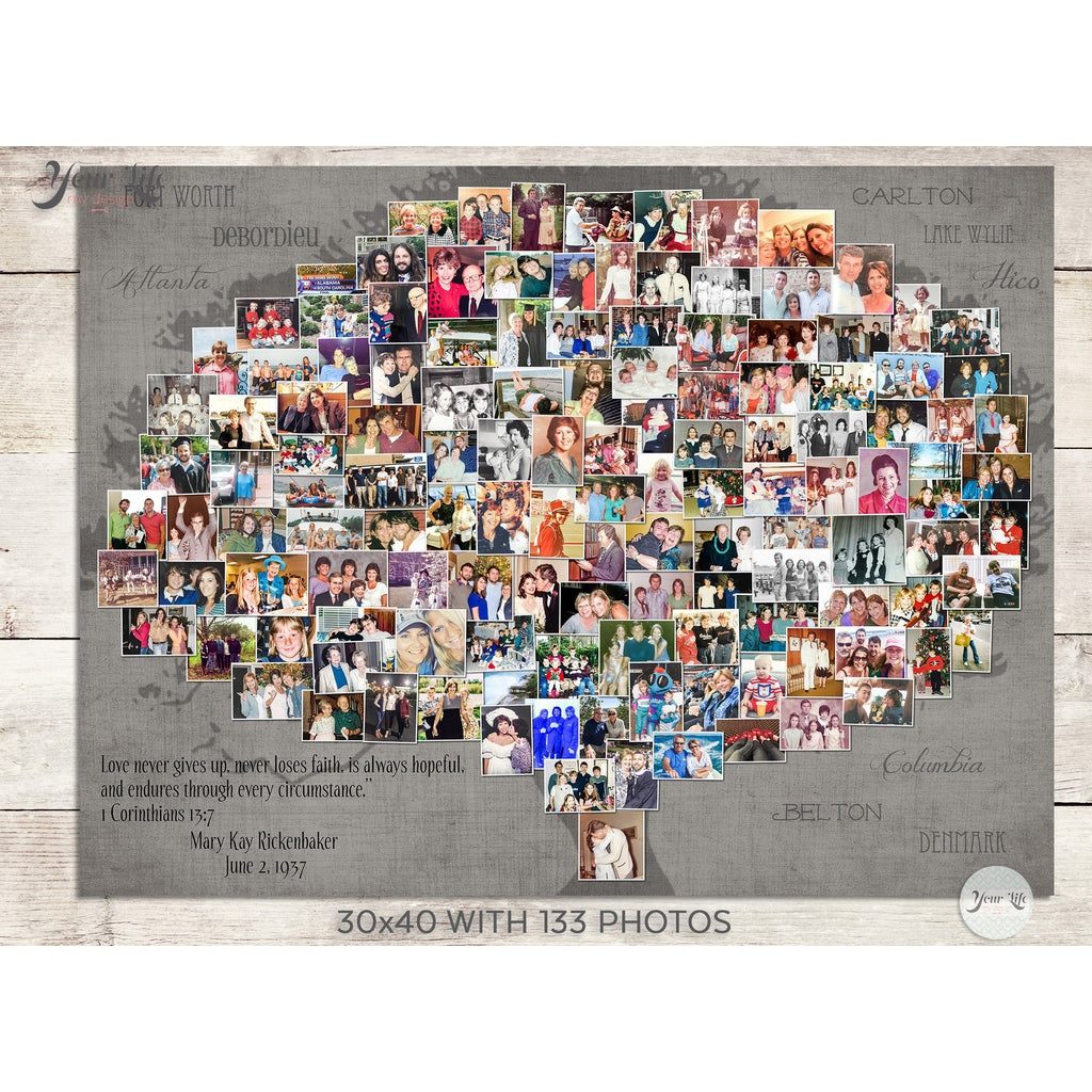Family Tree Photo Collage, Tree Shape Custom Photo Canvas Prints