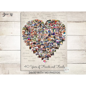 40th Birthday Heart Photo Collage