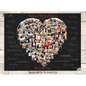 40th Birthday Heart Photo Collage