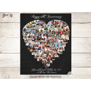 60th Birthday Heart Photo Collage