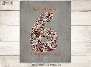 6 YEAR ANNIVERSARY, 6th Anniversary Gift Photo Collage,  6th Anniversary Gift for boyfriend,  6 Year Anniversary Gift Girlfriend, Six Years