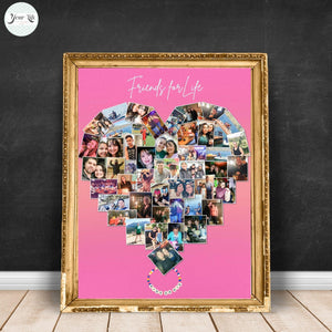 Heart Photo Collage Template for Canva, INSTANT DOWNLOAD, Editable Photo collage template, DIY Heart Shape Collage Template 47 photos