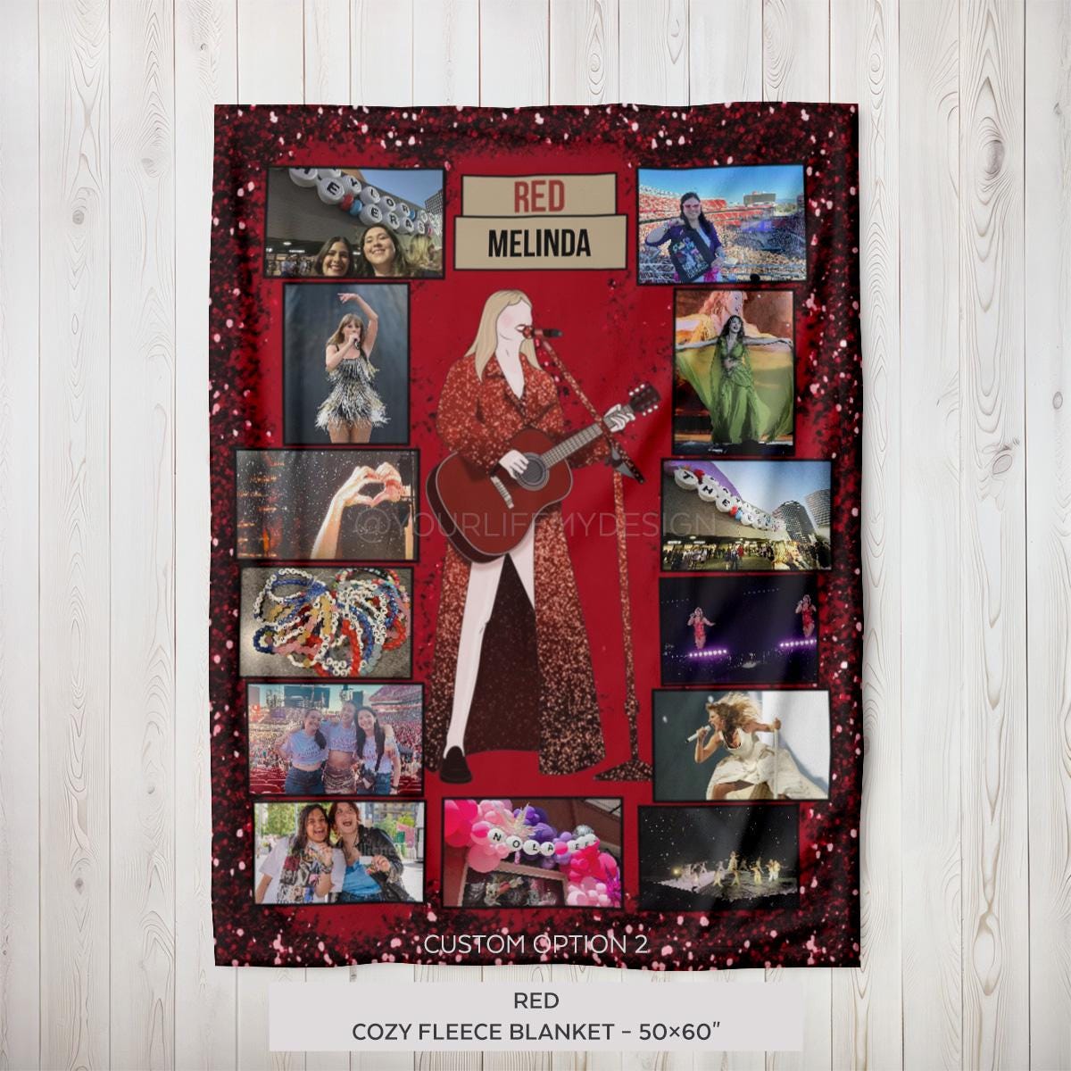 RED Personalized Blanket - Custom Eras Tour Photo Blanket - Unique Gift for Swifties - Cozy Home Decor - 50x60&quot;