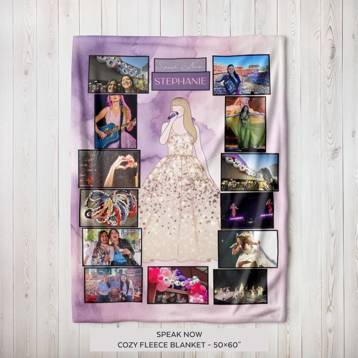 SPEAK NOW Personalized Blanket - Custom Eras Tour Photo Blanket - Unique Gift for Swifties - Cozy Home Decor - 50x60"