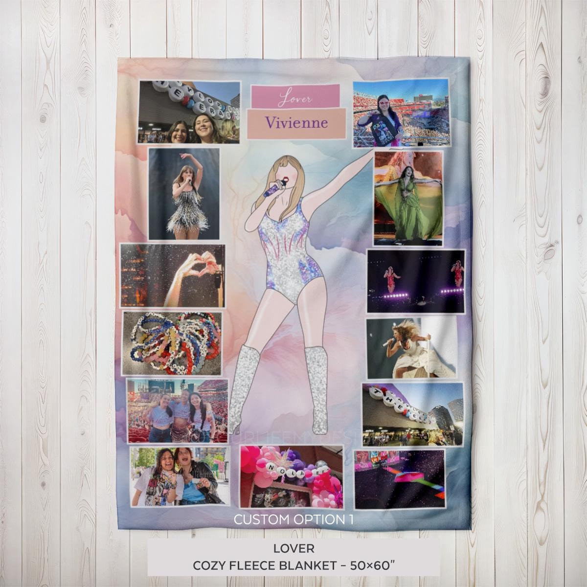 LOVER Personalized Blanket - Custom Eras Tour Photo Blanket - Unique Gift for Swifties - Cozy Home Decor - 50x60&quot;