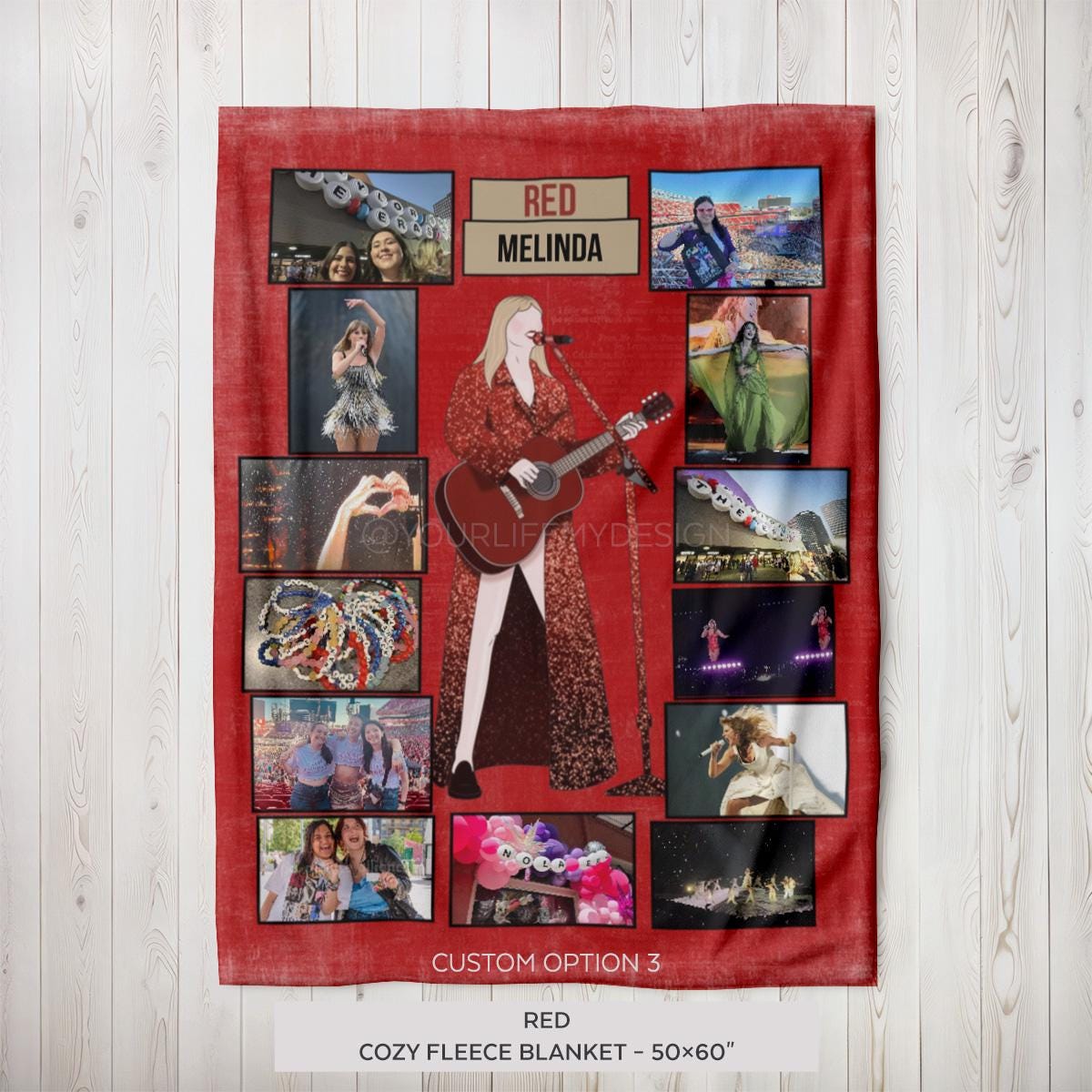 RED Personalized Blanket - Custom Eras Tour Photo Blanket - Unique Gift for Swifties - Cozy Home Decor - 50x60&quot;