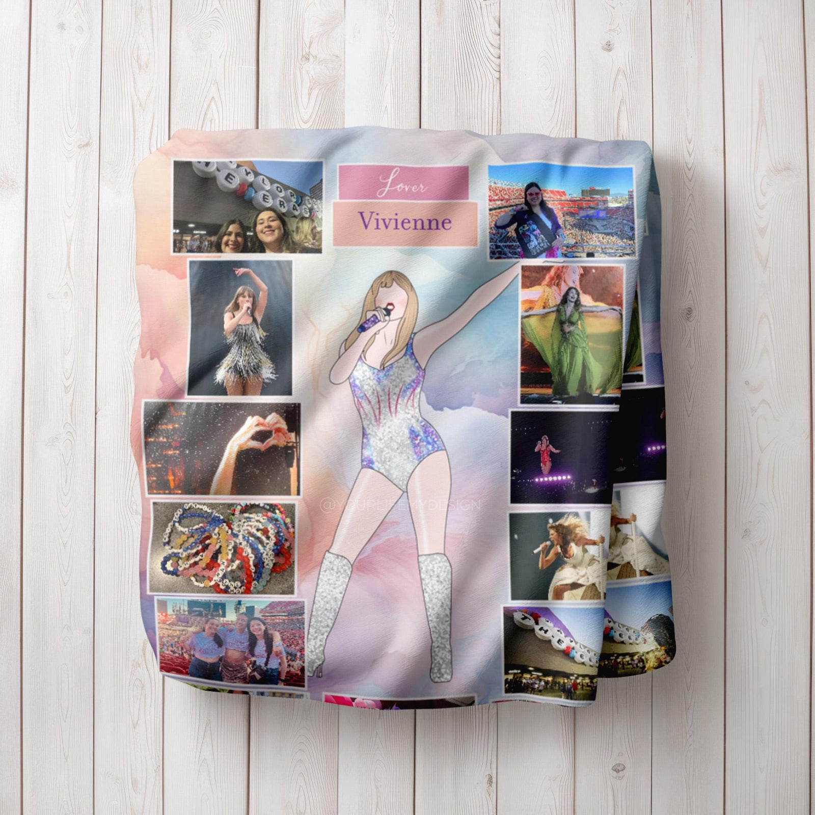 LOVER Personalized Blanket - Custom Eras Tour Photo Blanket - Unique Gift for Swifties - Cozy Home Decor - 50x60"