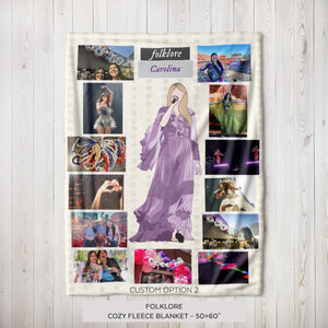 FOLKLORE Personalized Blanket - Custom Eras Tour Photo Blanket - Unique Gift for Swifties - Cozy Home Decor - 50x60"