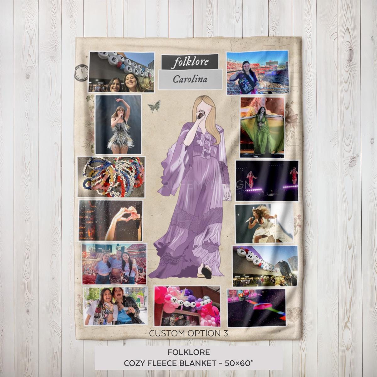 FOLKLORE Personalized Blanket - Custom Eras Tour Photo Blanket - Unique Gift for Swifties - Cozy Home Decor - 50x60&quot;