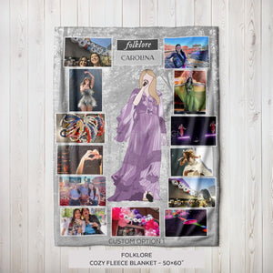 FOLKLORE Personalized Blanket - Custom Eras Tour Photo Blanket - Unique Gift for Swifties - Cozy Home Decor - 50x60"