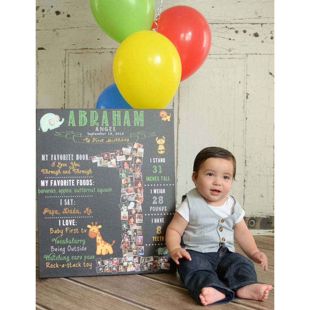 1st Birthday Photo Collage - Zoo Animals Party  | Photo Canvas Prints