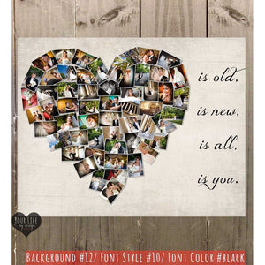 Beatles Quote, Heart Photo Collage