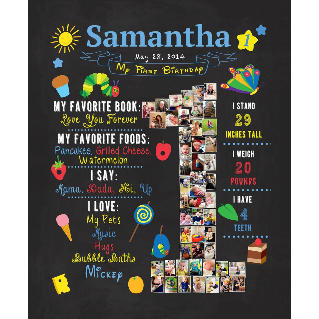 1st Birthday Photo Collage - Hungry Caterpillar Party | Photo Canvas Prints