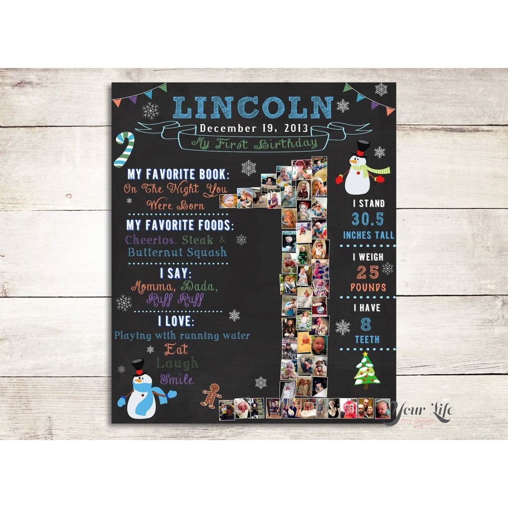 Winter Wonderland - 1st Birthday Photo Collage